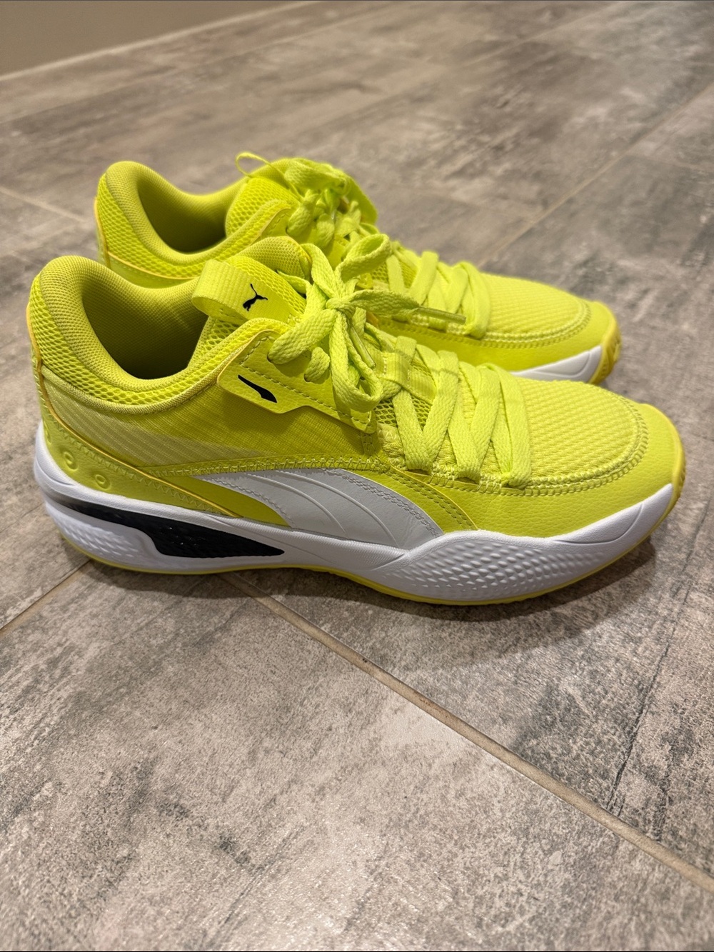 Puma Kids Neon Yellow and White Athletic Sneakers